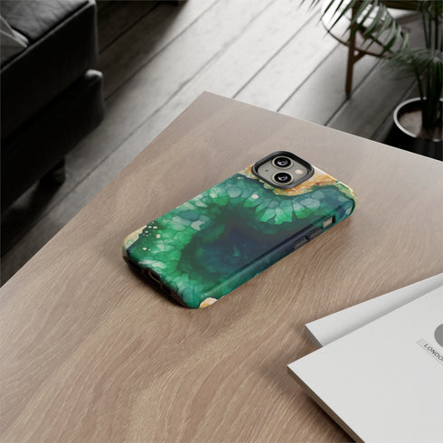 Green Geode in Watercolor - Impact Resistant Phone Case